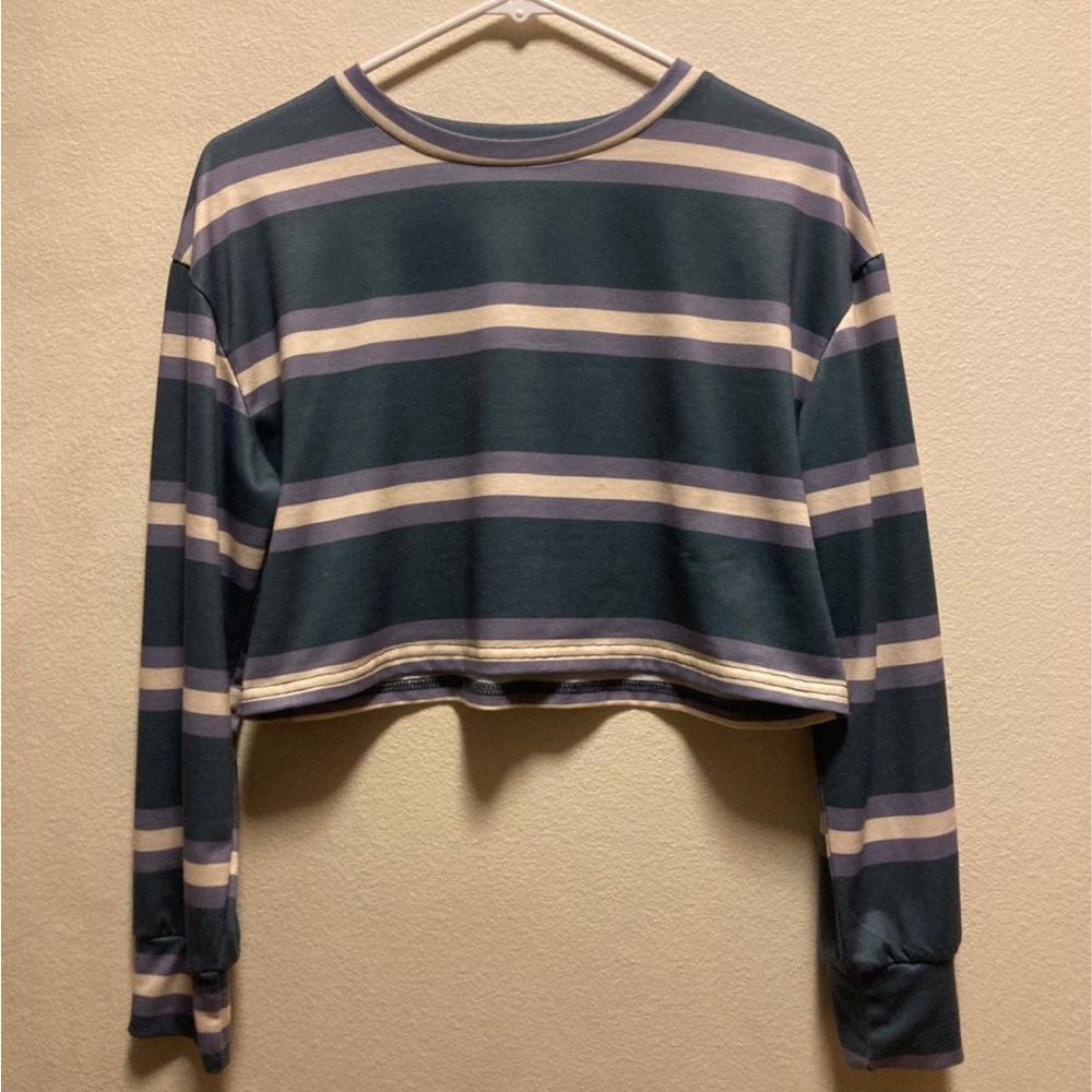 Cropped Striped Long Sleeve Tee